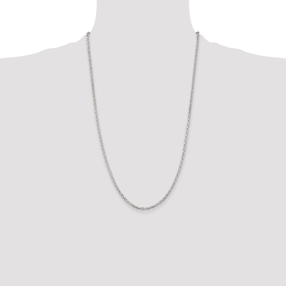 Sterling Silver 2.75mm Beveled Oval Cable Chain (QCA080-26)