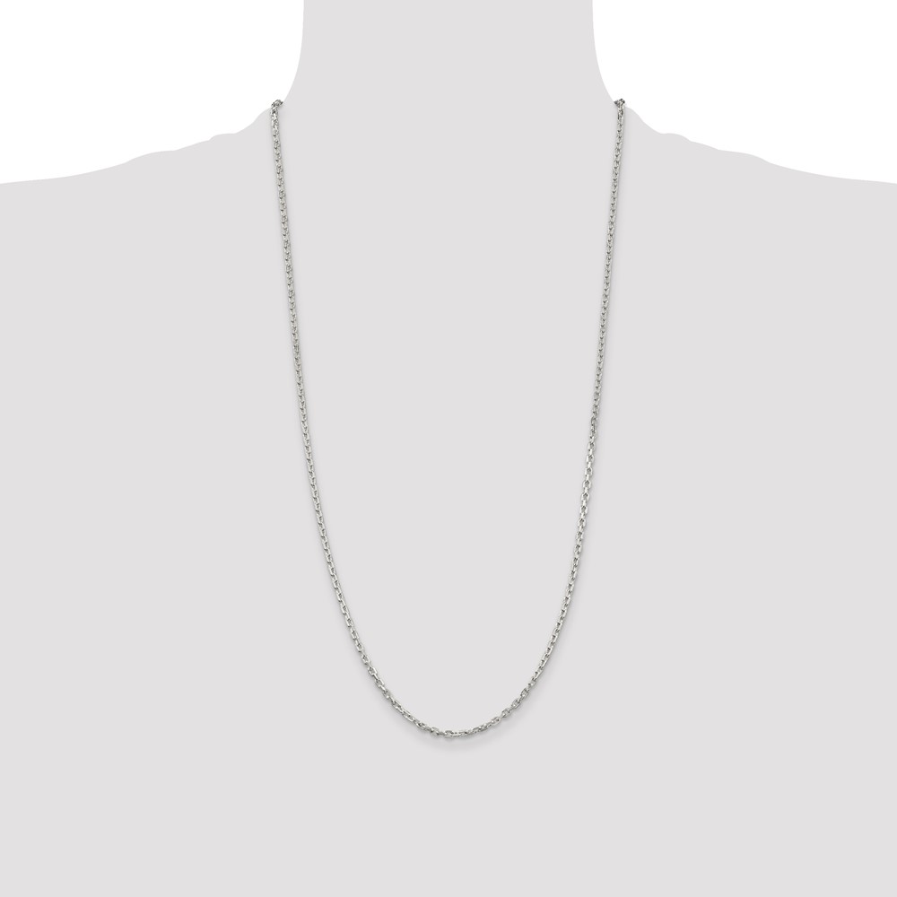 Sterling Silver 2.75mm Beveled Oval Cable Chain (QCA080-28)