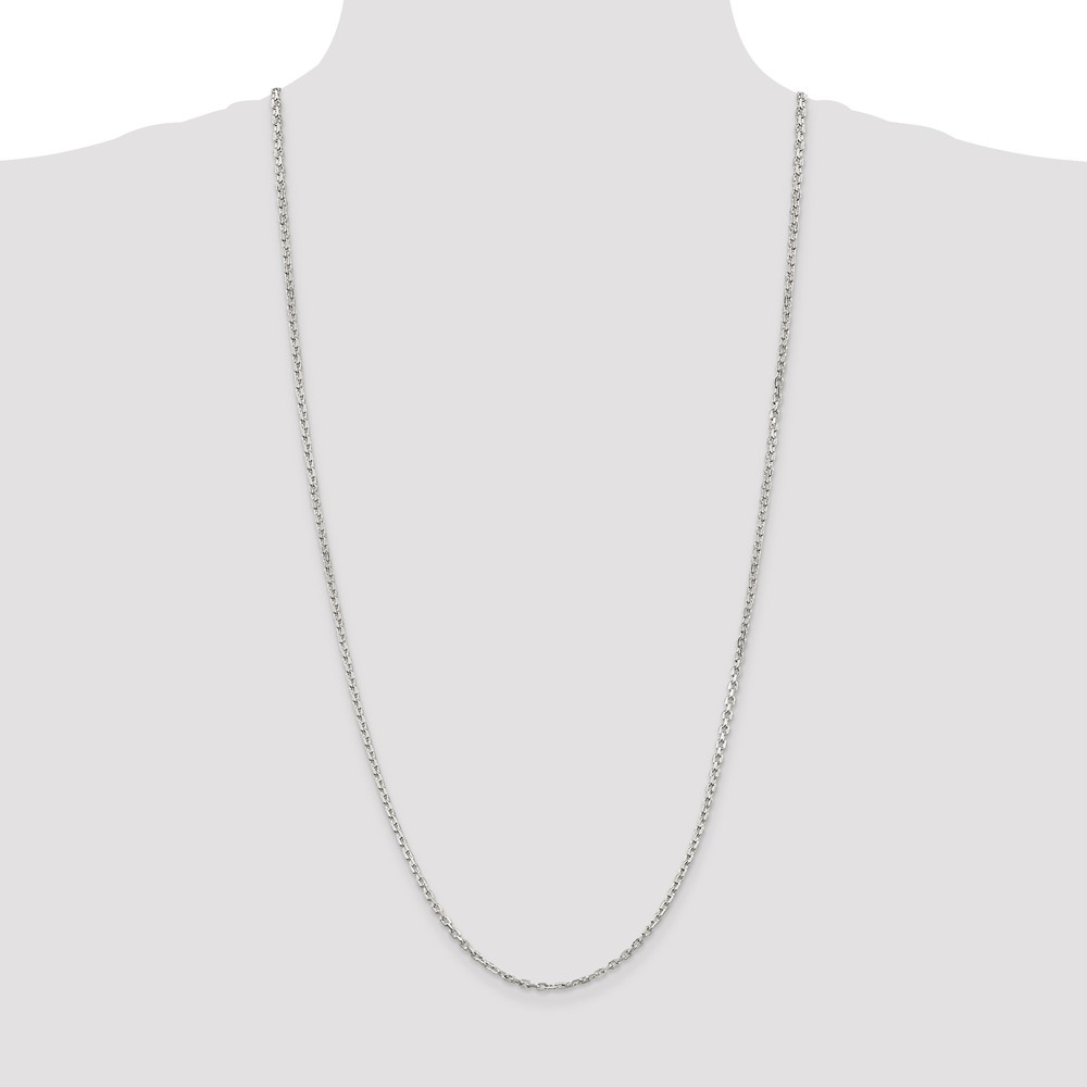 Sterling Silver 2.75mm Beveled Oval Cable Chain (QCA080-30)