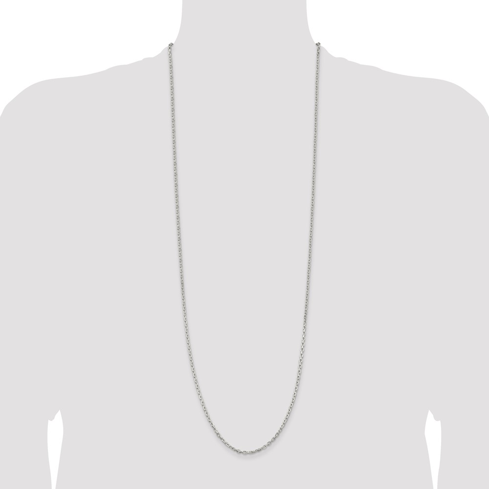 Sterling Silver 2.75mm Beveled Oval Cable Chain (QCA080-36)