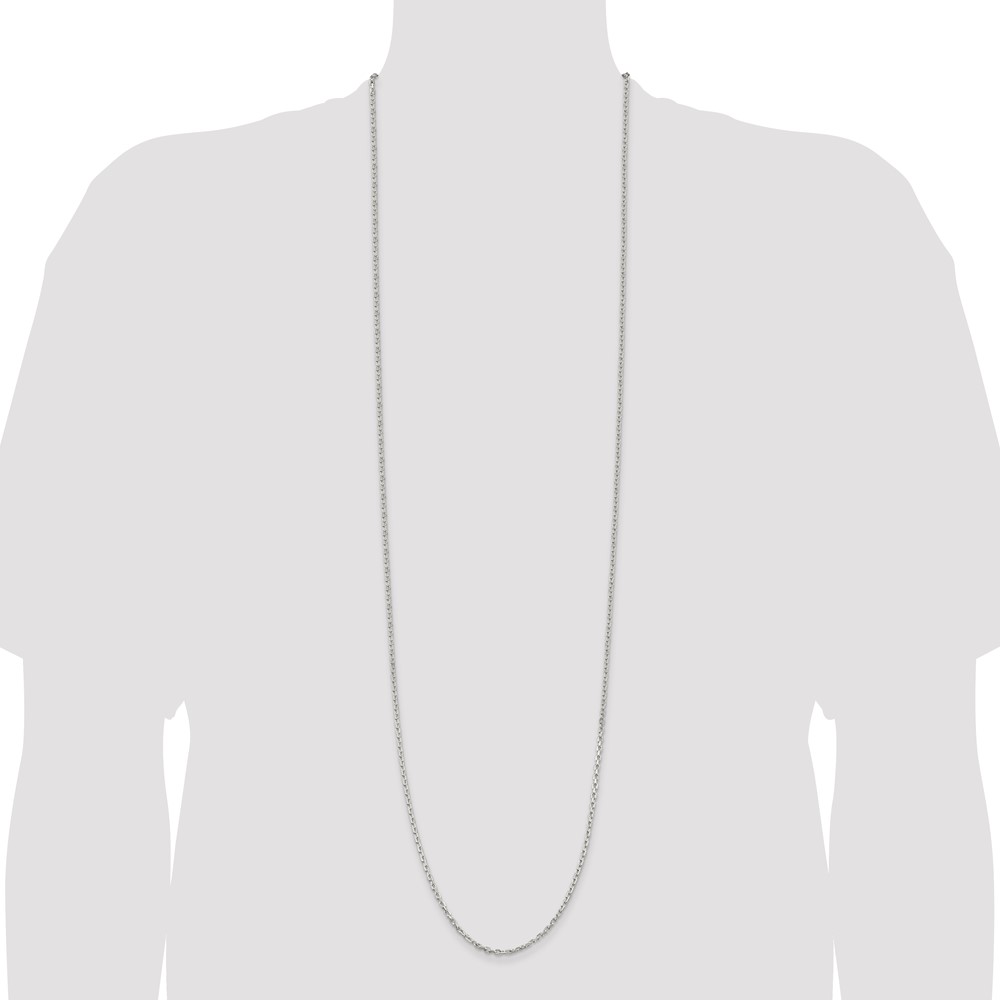 Sterling Silver 2.75mm Beveled Oval Cable Chain (QCA080-42)