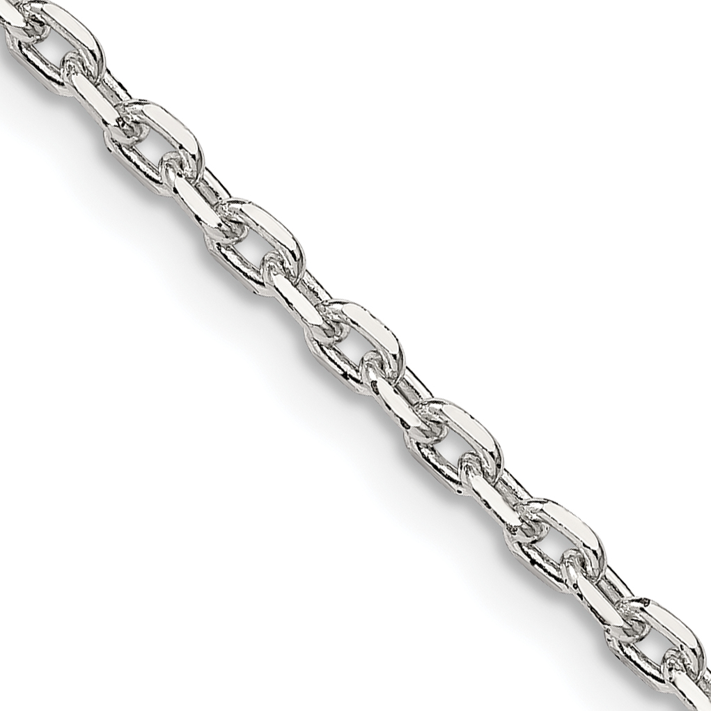 Sterling Silver 2.75mm Beveled Oval Cable Chain (QCA080-16)