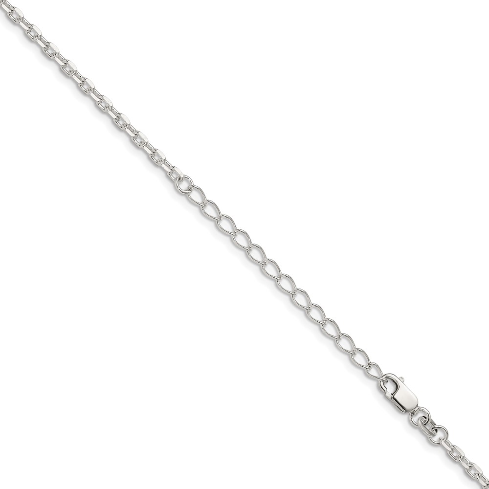 Sterling Silver 2.75mm Beveled Oval Cable Chain w/2in ext. (QCA080E-18)
