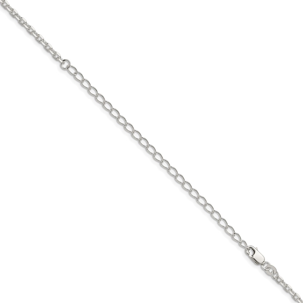 Sterling Silver 2.75mm Beveled Oval Cable Chain w/4in ext. (QCA080E-22)