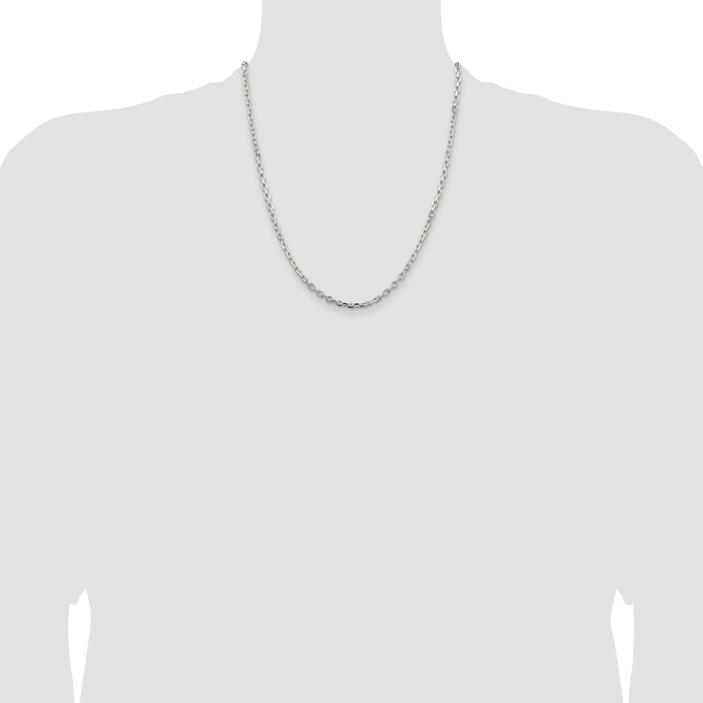 Sterling Silver 3.25mm Beveled Oval Cable Chain (QCA100-22)