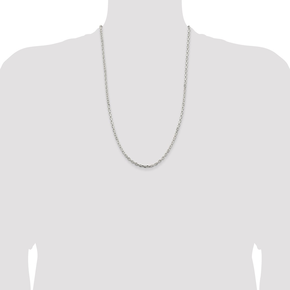 Sterling Silver 3.25mm Beveled Oval Cable Chain (QCA100-26)