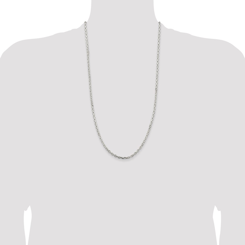 Sterling Silver 3.25mm Beveled Oval Cable Chain (QCA100-28)