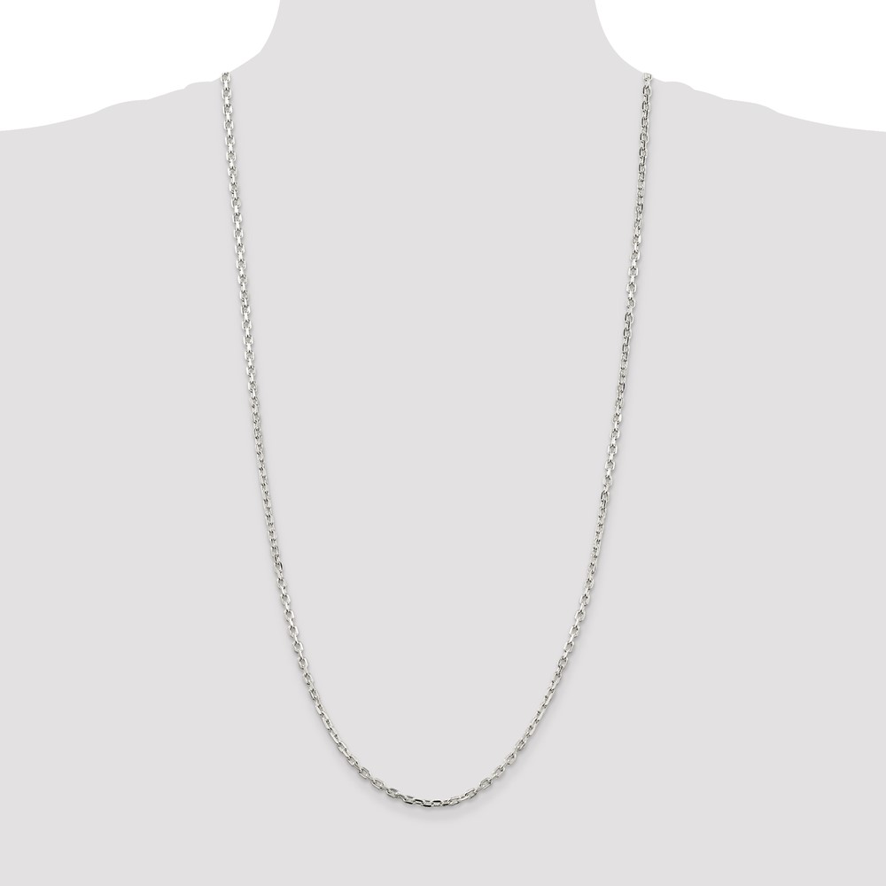 Sterling Silver 3.25mm Beveled Oval Cable Chain (QCA100-30)