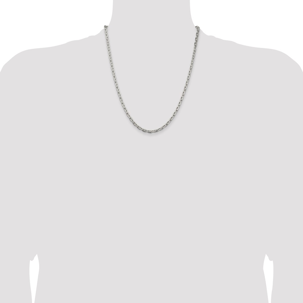 Sterling Silver 3.95mm Beveled Oval Cable Chain (QCA120-22)