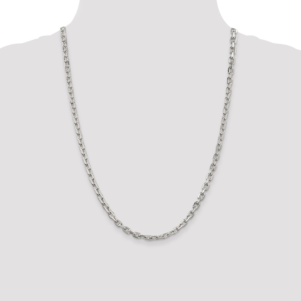 Sterling Silver 4.9mm Beveled Oval Cable Chain (QCA150-24)