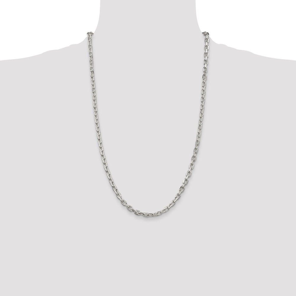 Sterling Silver 4.9mm Beveled Oval Cable Chain (QCA150-26)