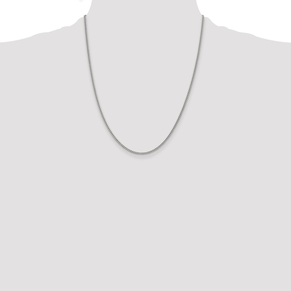Sterling Silver Rhodium-plated 2mm Curb Chain (QCB060R-22)