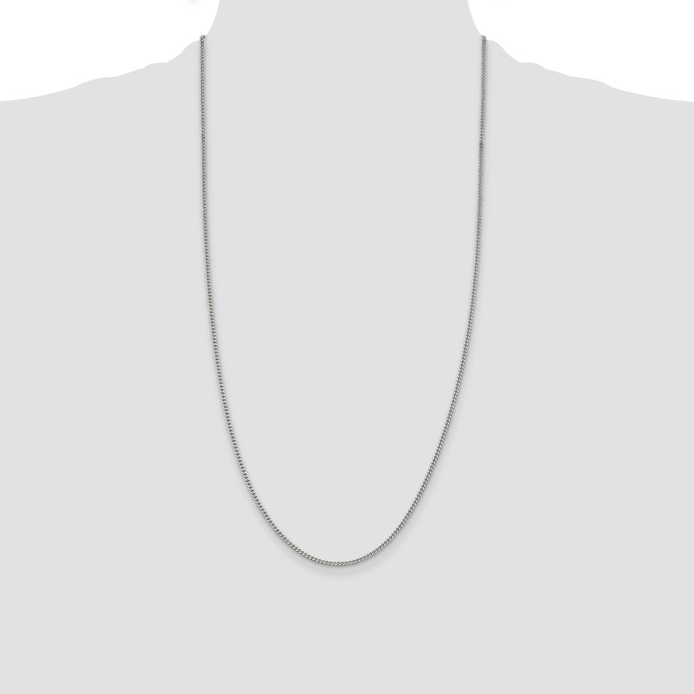 Sterling Silver Rhodium-plated 2mm Curb Chain (QCB060R-28)