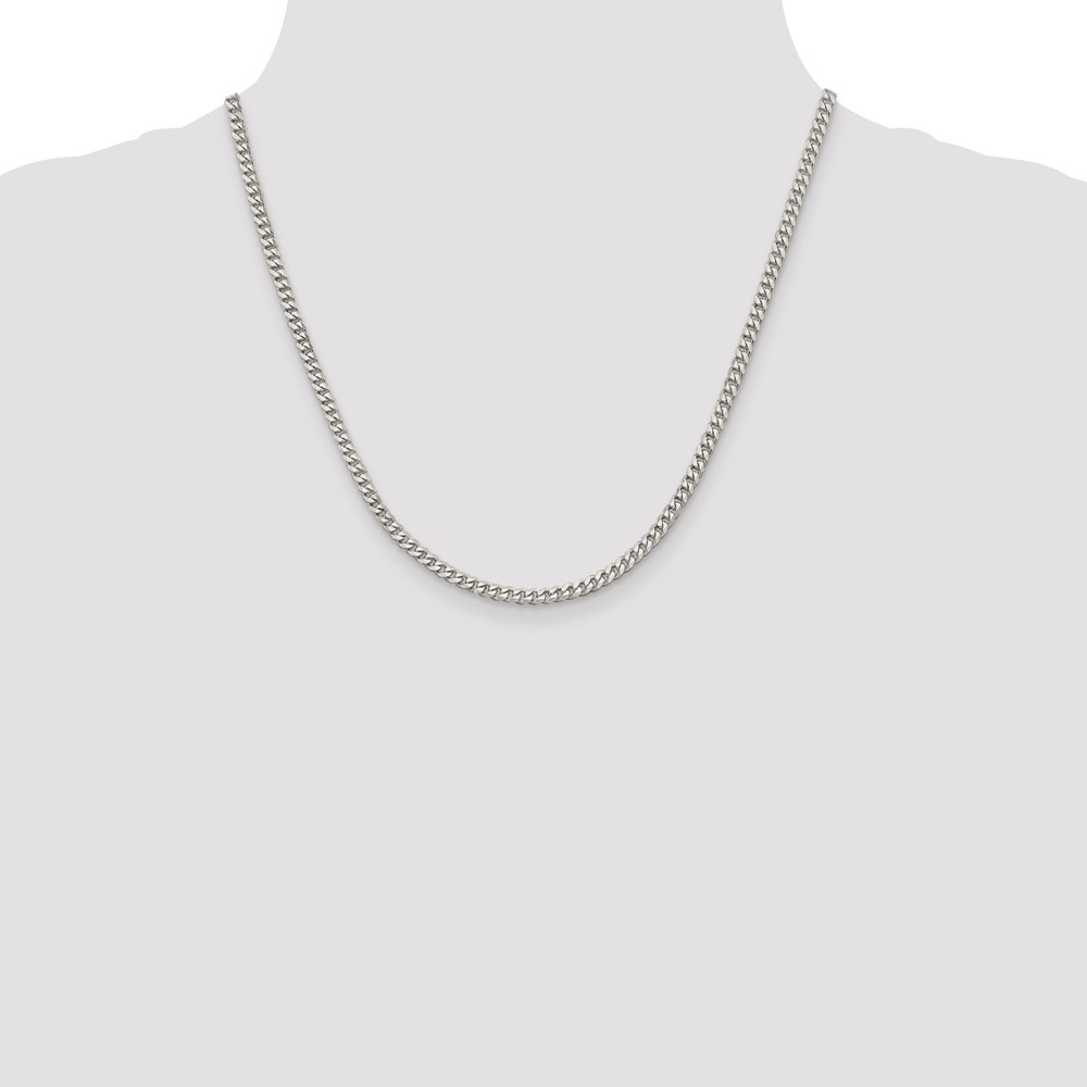 Sterling Silver Rhodium-plated 3.5mm Curb Chain (QCB100R-20)
