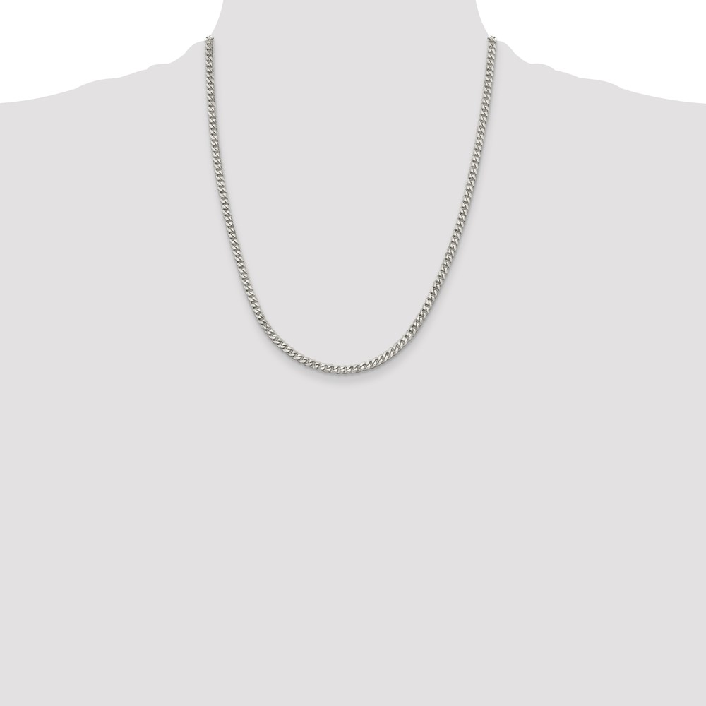 Sterling Silver Rhodium-plated 3.5mm Curb Chain (QCB100R-22)