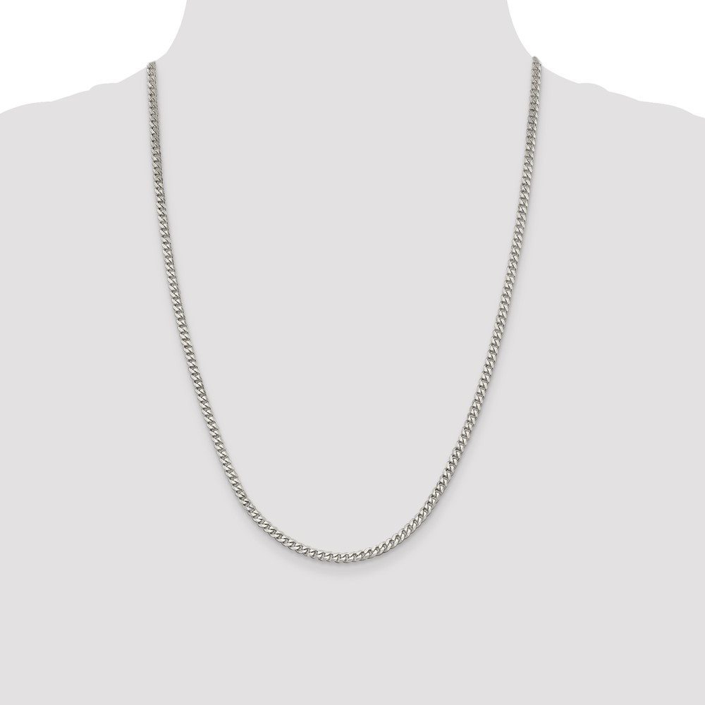 Sterling Silver Rhodium-plated 3.5mm Curb Chain (QCB100R-24)
