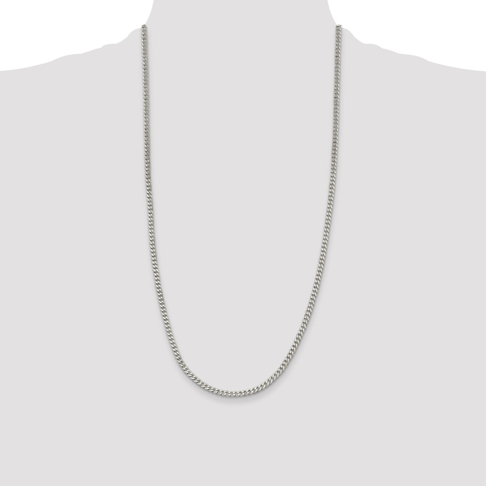 Sterling Silver Rhodium-plated 3.5mm Curb Chain (QCB100R-28)