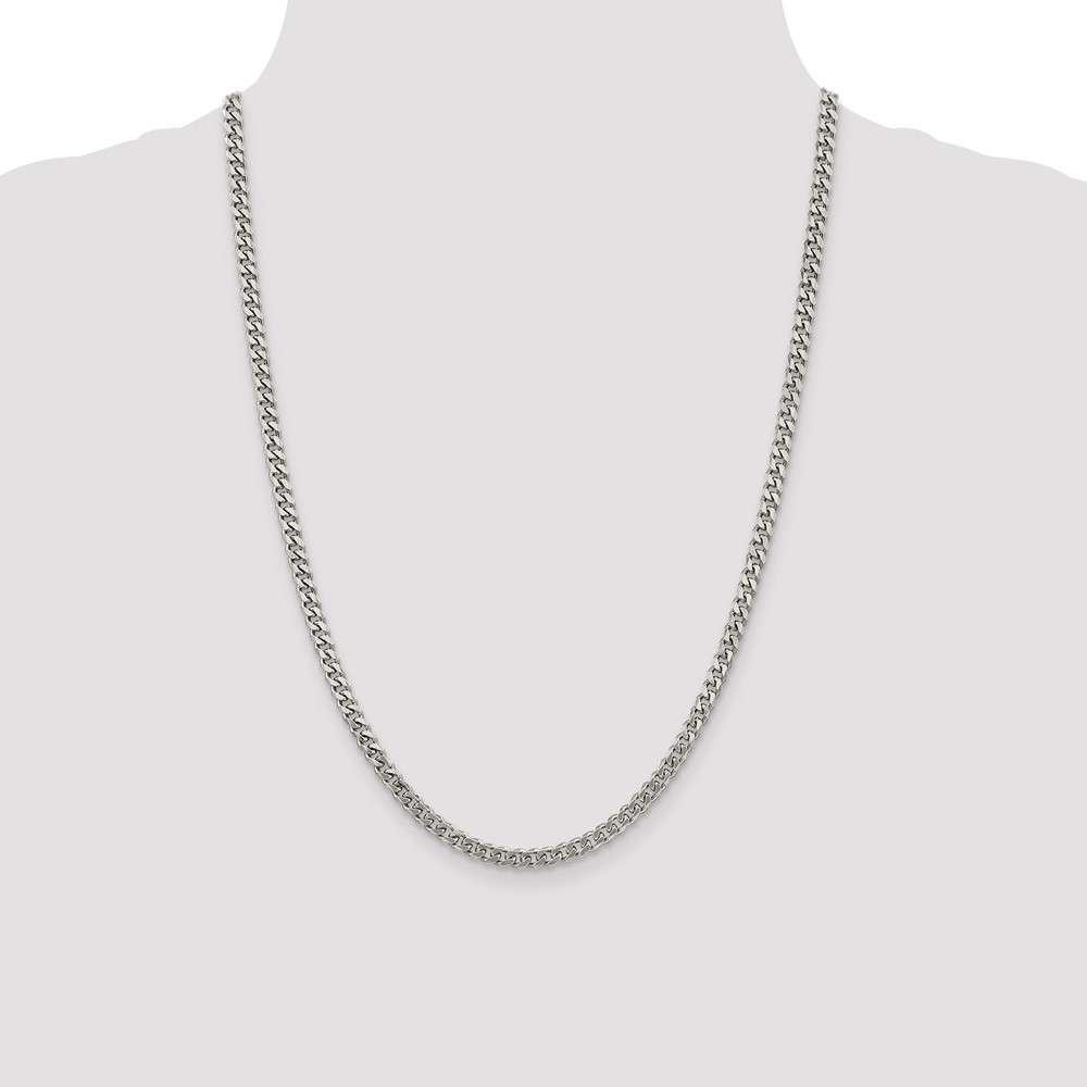 Sterling Silver Rhodium-plated 4.5mm Curb Chain (QCB120R-24)