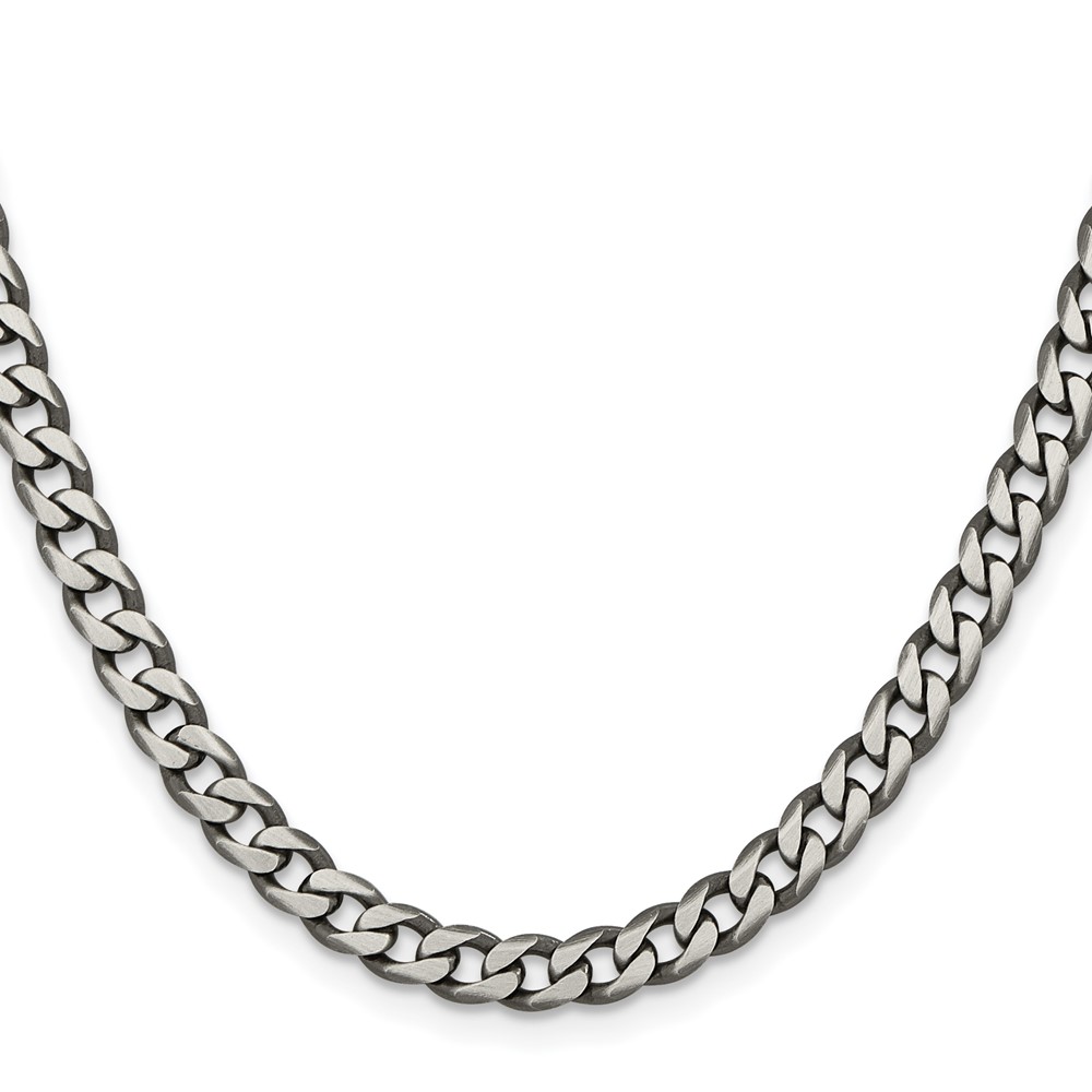 Sterling Silver Antiqued 6.0mm Curb Chain (QCB150A-24)