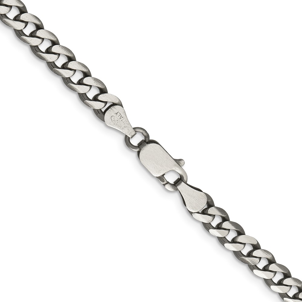 Sterling Silver Antiqued 6.0mm Curb Chain (QCB150A-24)