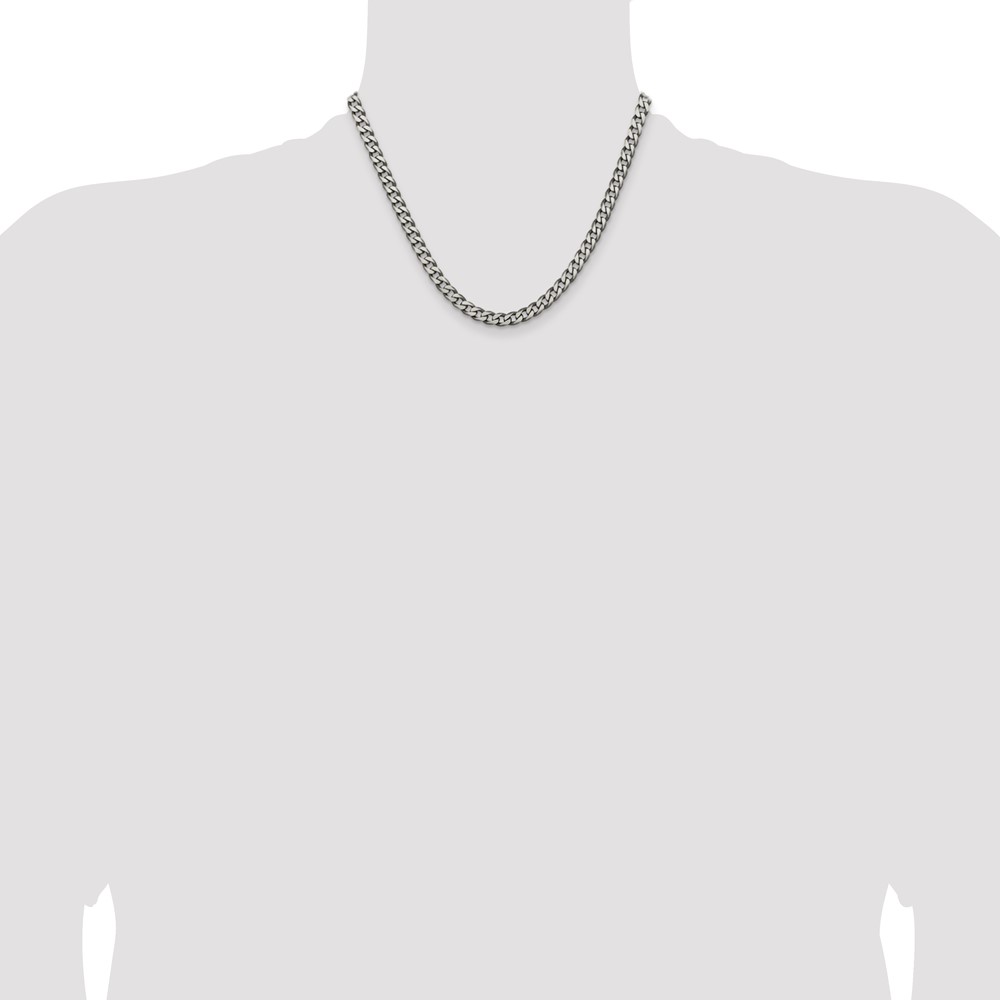 Sterling Silver Antiqued 6.0mm Curb Chain (QCB150A-18)