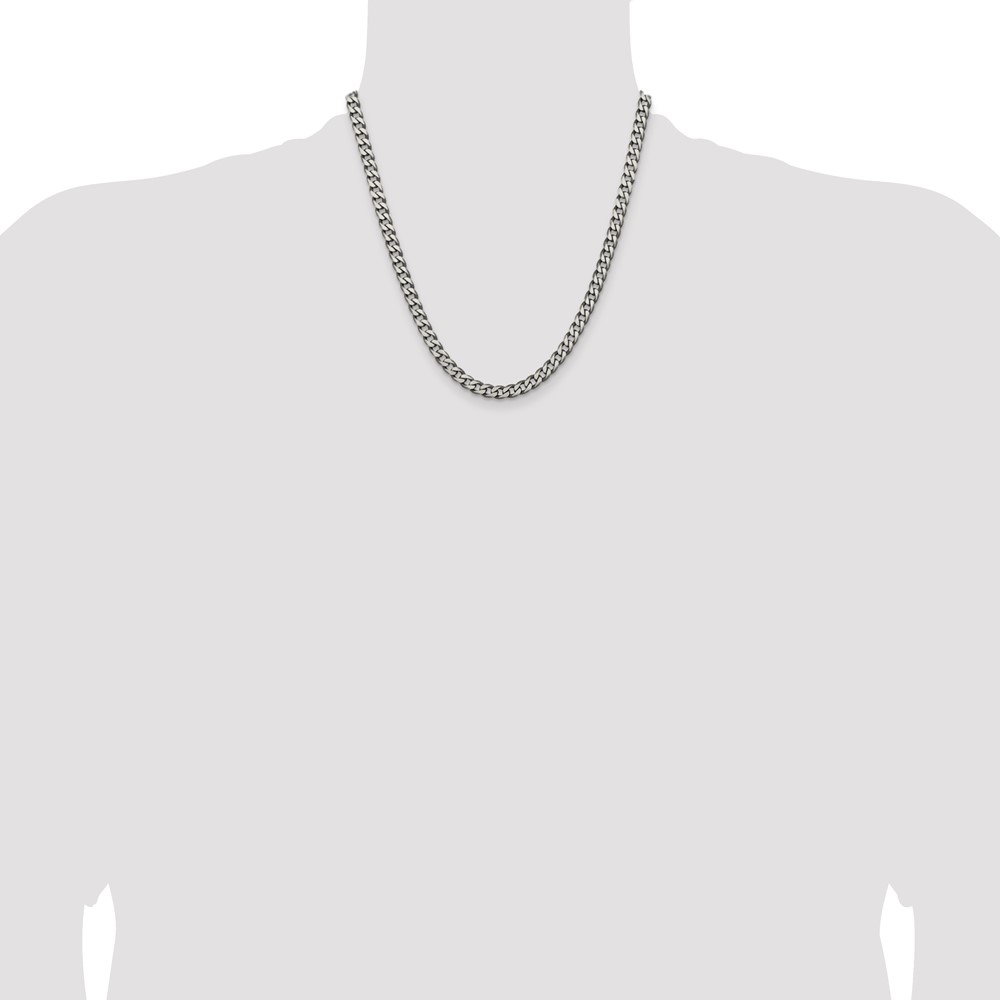Sterling Silver Antiqued 6.0mm Curb Chain (QCB150A-20)