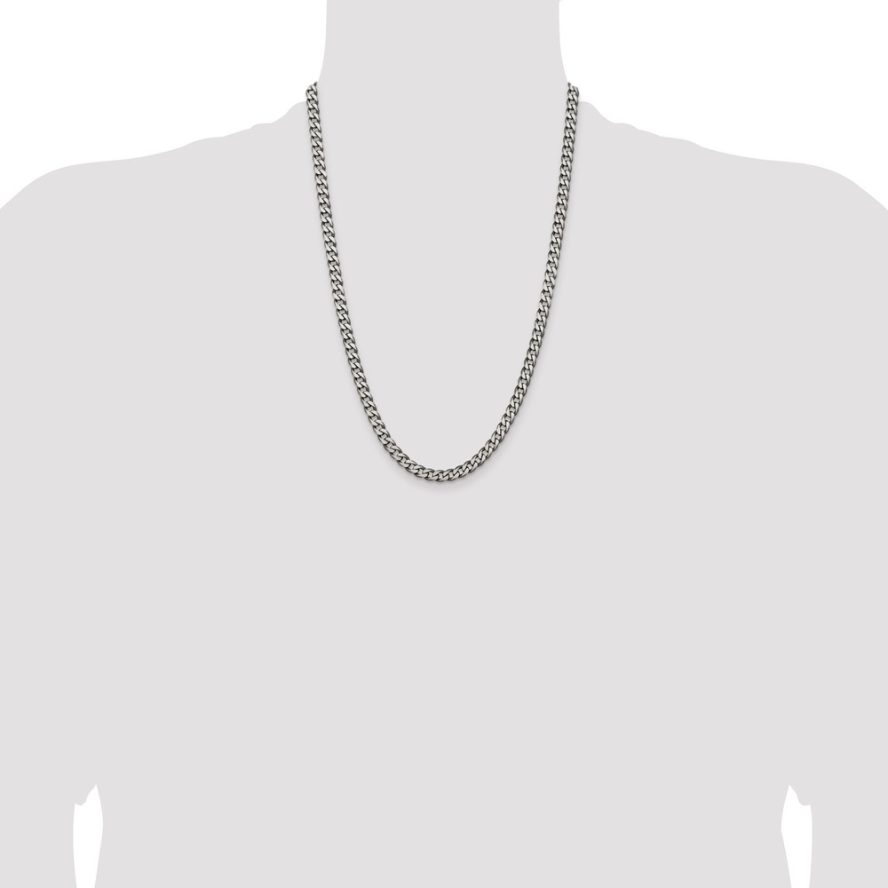 Sterling Silver Antiqued 6.0mm Curb Chain (QCB150A-24)