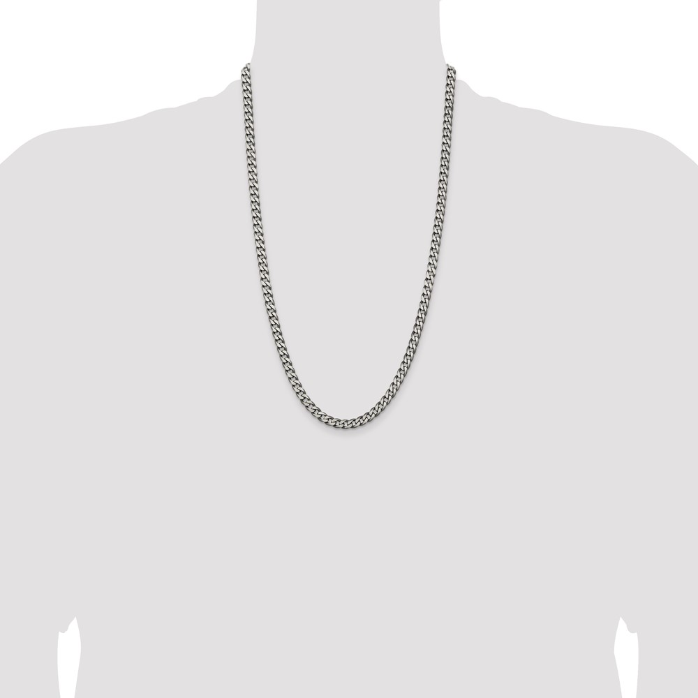 Sterling Silver Antiqued 6.0mm Curb Chain (QCB150A-26)