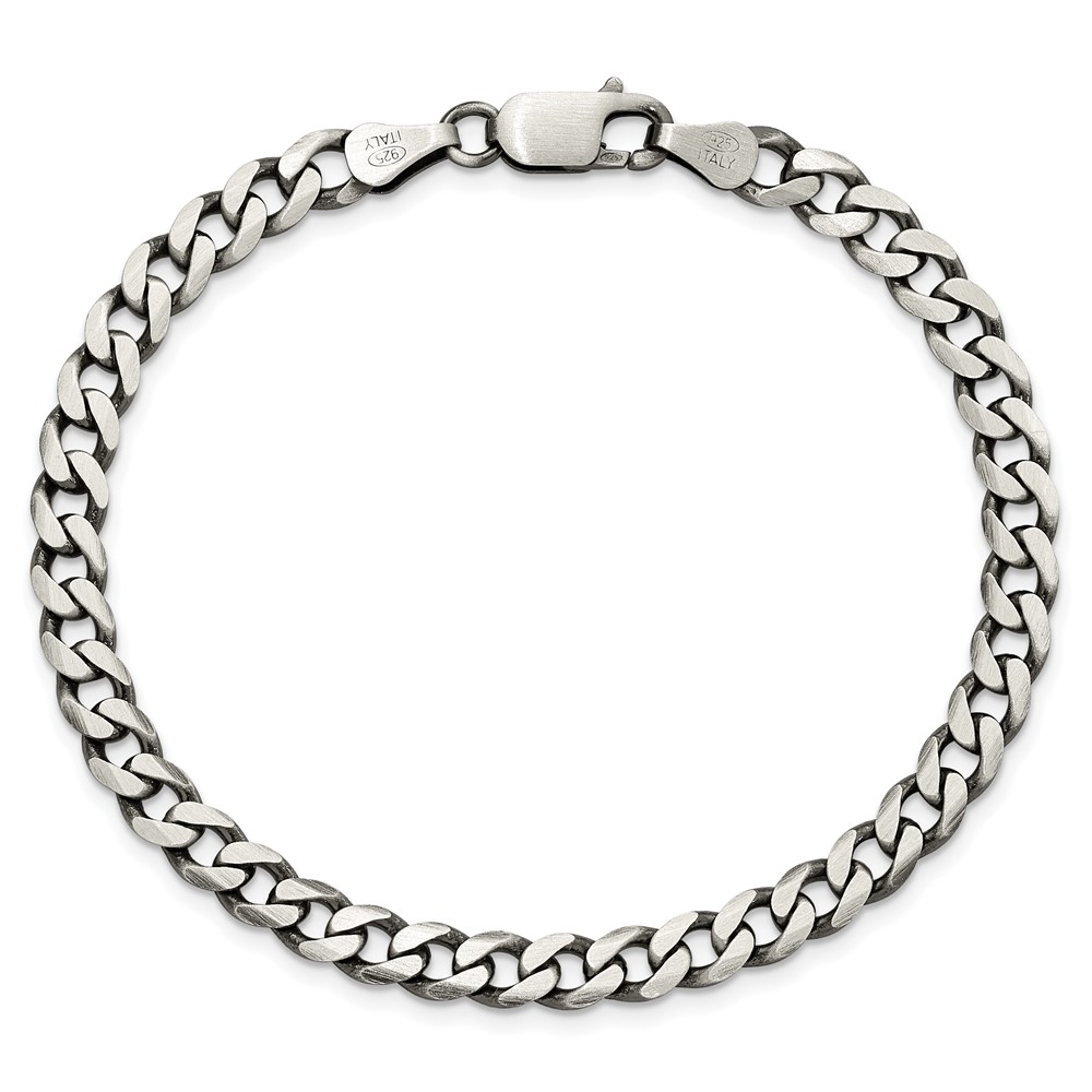 Sterling Silver Antiqued 6.0mm Curb Chain (QCB150A-9)