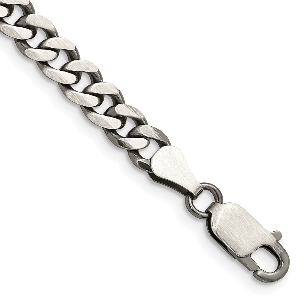 Sterling Silver Antiqued 6.0mm Curb Chain (QCB150A-8)