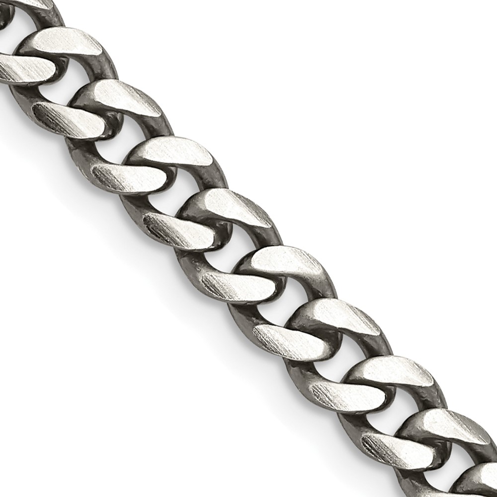 Sterling Silver Antiqued 6.0mm Curb Chain (QCB150A-18)