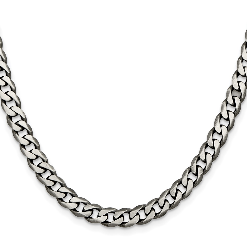 Sterling Silver Antiqued 6.5mm Curb Chain (QCB180A-18)