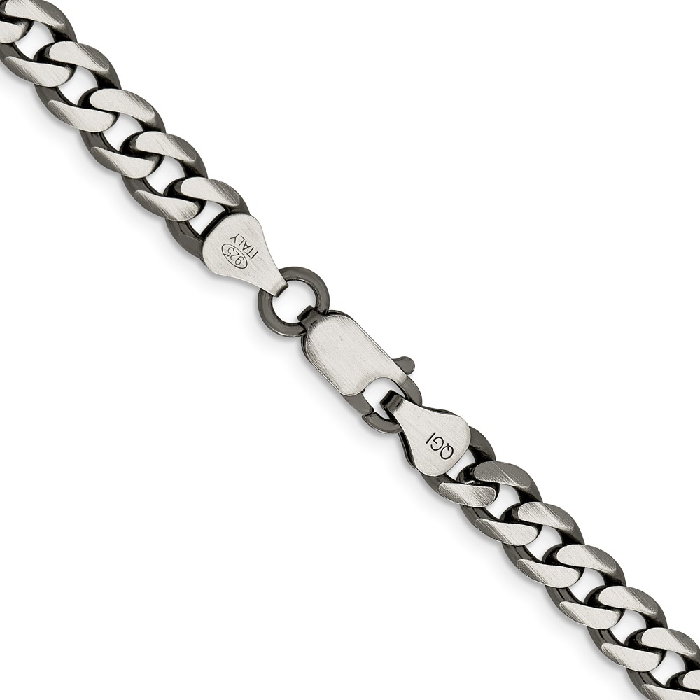 Sterling Silver Antiqued 6.5mm Curb Chain (QCB180A-18)