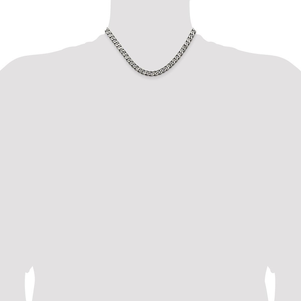 Sterling Silver Antiqued 6.5mm Curb Chain (QCB180A-16)