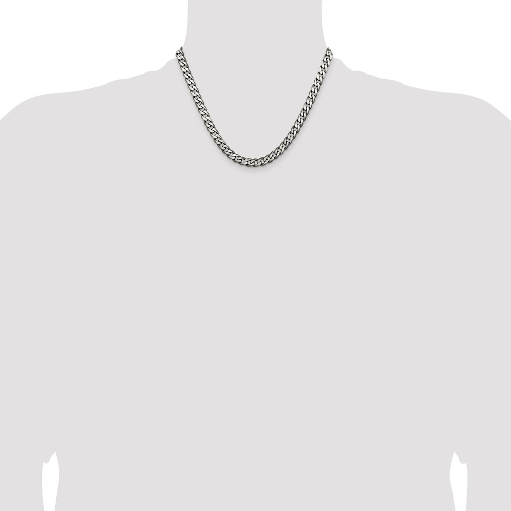 Sterling Silver Antiqued 6.5mm Curb Chain (QCB180A-18)