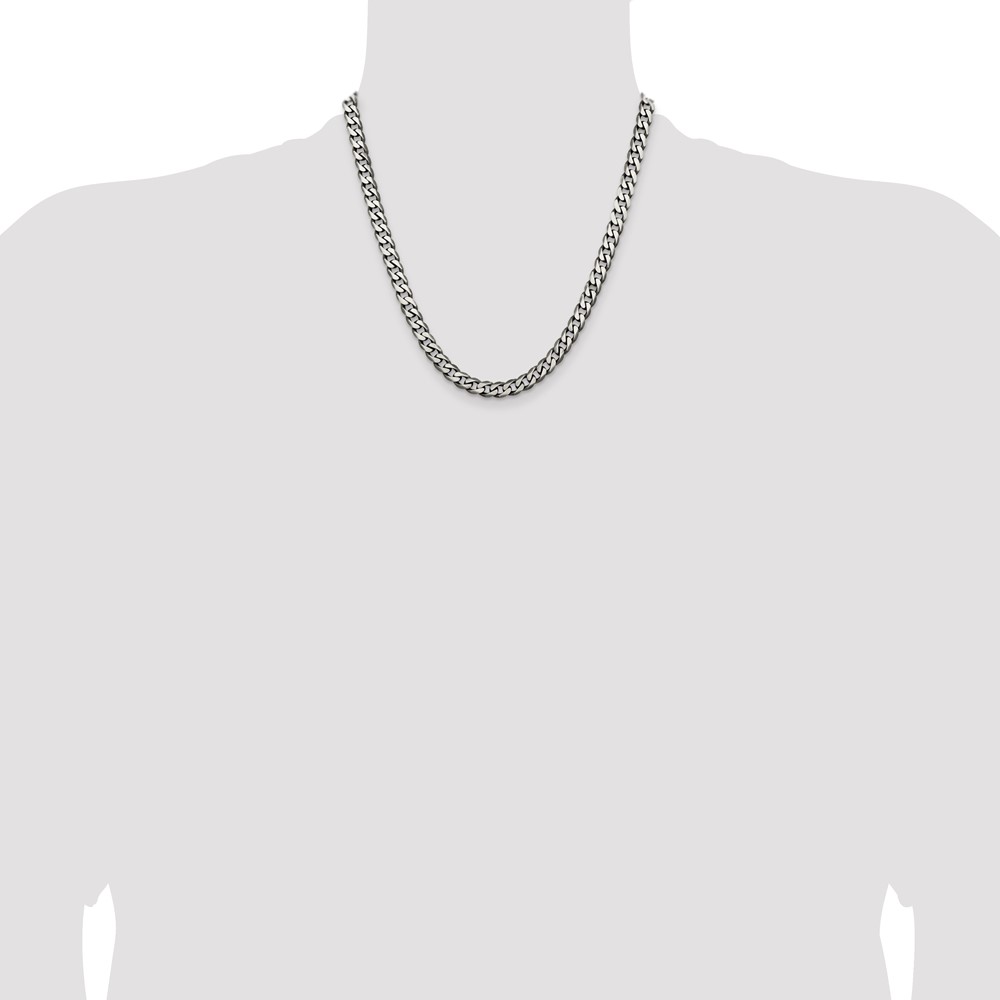 Sterling Silver Antiqued 6.5mm Curb Chain (QCB180A-20)