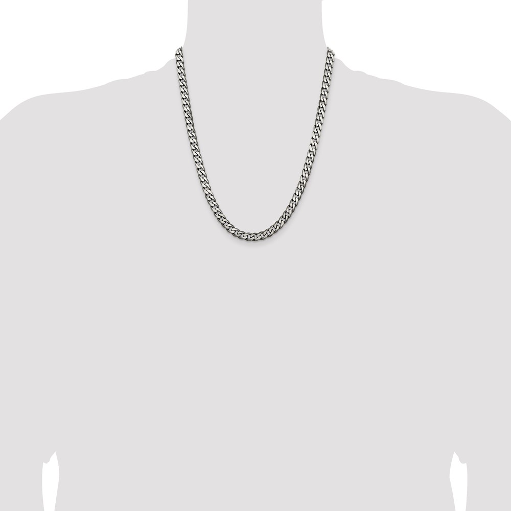 Sterling Silver Antiqued 6.5mm Curb Chain (QCB180A-22)