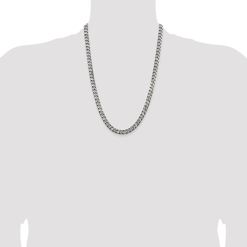 Sterling Silver Antiqued 6.5mm Curb Chain (QCB180A-24)