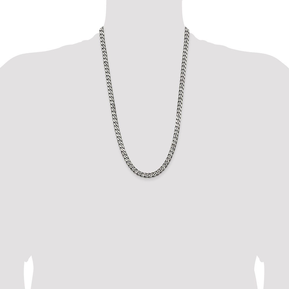 Sterling Silver Antiqued 6.5mm Curb Chain (QCB180A-26)