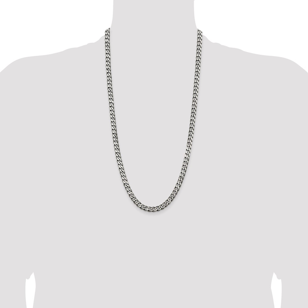 Sterling Silver Antiqued 6.5mm Curb Chain (QCB180A-28)