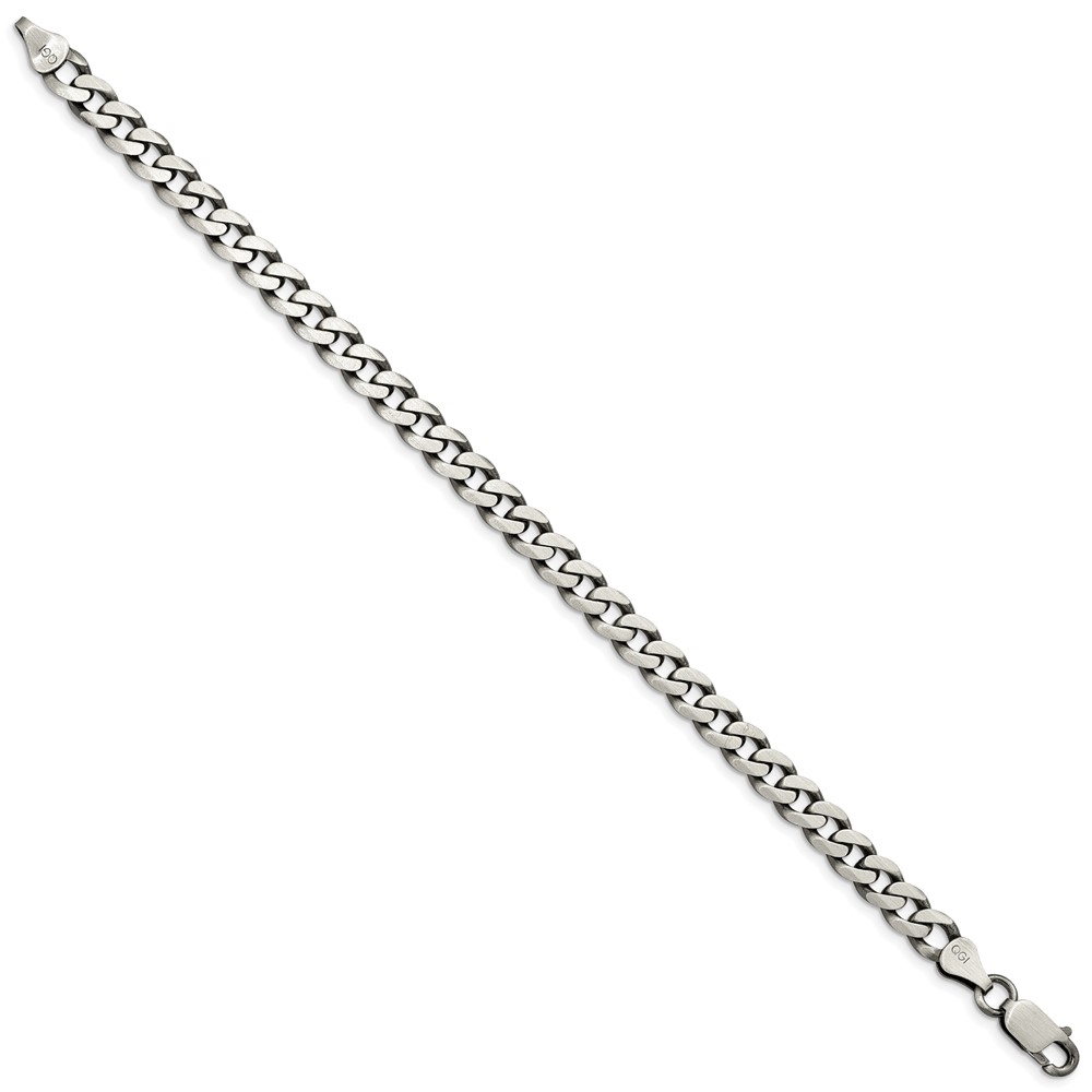 Sterling Silver Antiqued 6.5mm Curb Chain (QCB180A-9)