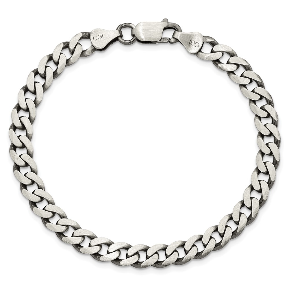 Sterling Silver Antiqued 6.5mm Curb Chain (QCB180A-9)