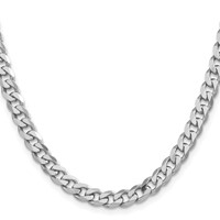 Sterling Silver Rhodium-plated 6.5mm Curb Chain view 2