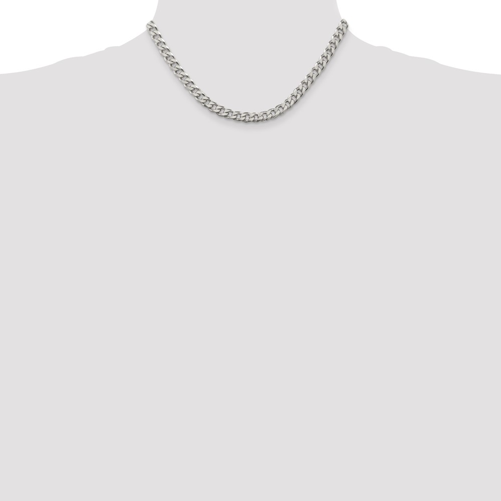 Sterling Silver Rhodium-plated 6.5mm Curb Chain (QCB180R-16)