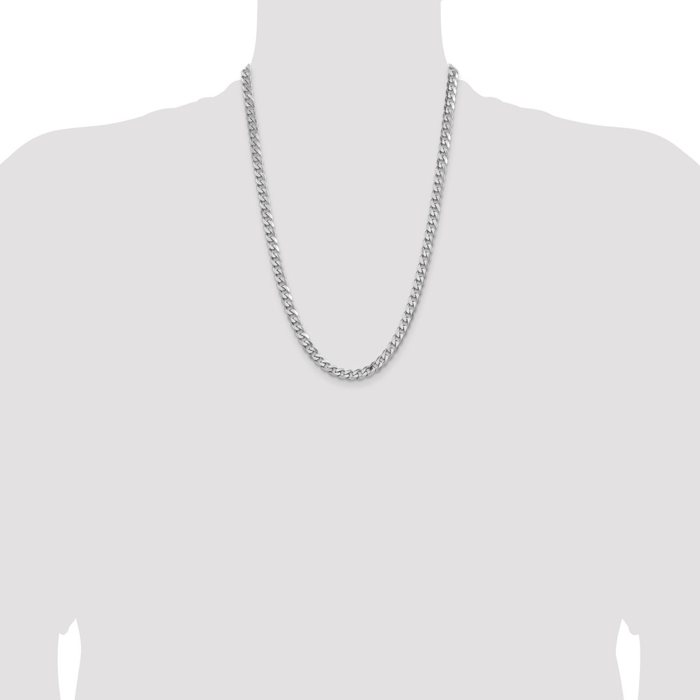 Sterling Silver Rhodium-plated 6.5mm Curb Chain (QCB180R-24)