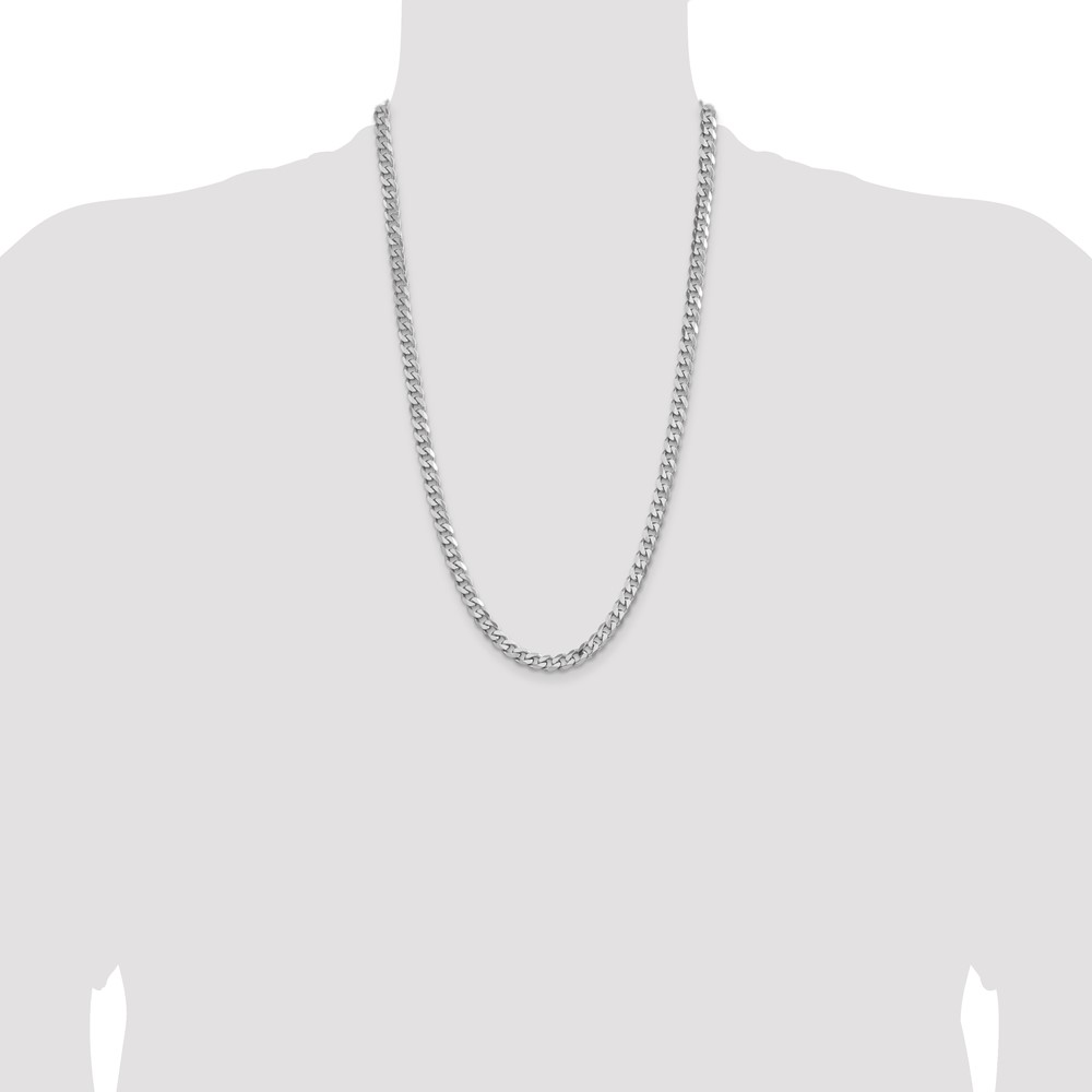 Sterling Silver Rhodium-plated 6.5mm Curb Chain (QCB180R-26)