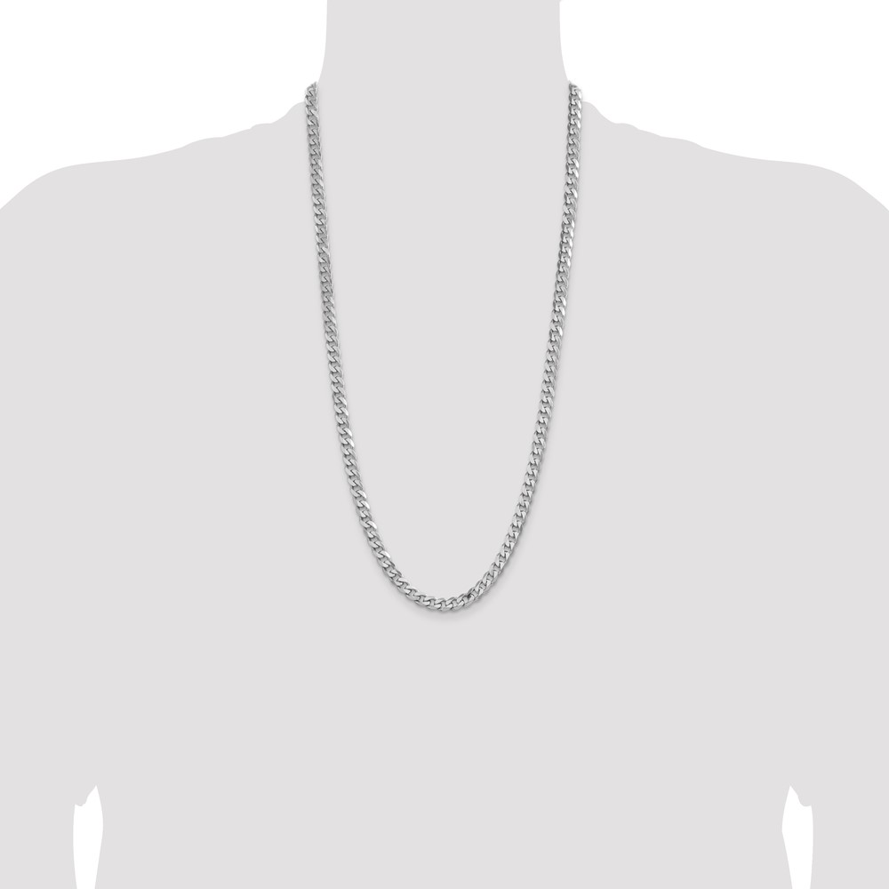 Sterling Silver Rhodium-plated 6.5mm Curb Chain (QCB180R-28)
