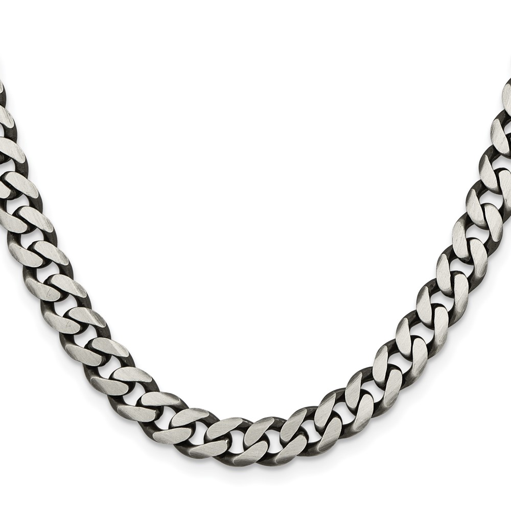 Sterling Silver Antiqued 7.5mm Curb Chain (QCB200A-26)