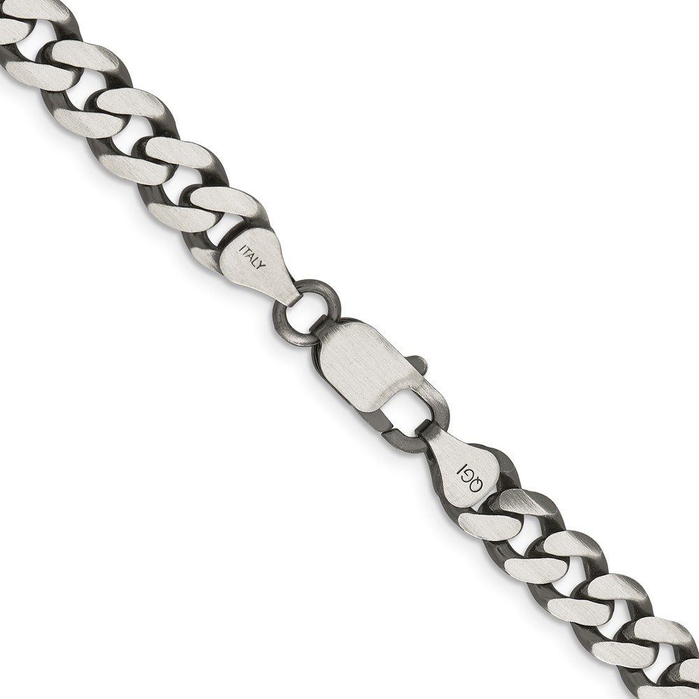 Sterling Silver Antiqued 7.5mm Curb Chain (QCB200A-26)