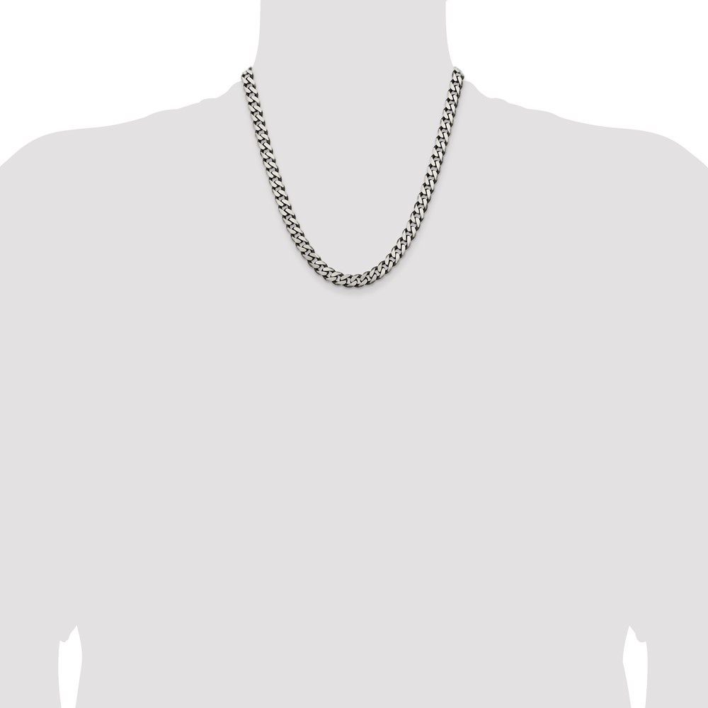 Sterling Silver Antiqued 7.5mm Curb Chain (QCB200A-20)